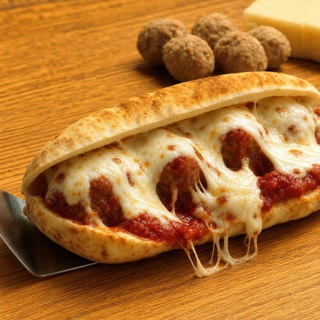 Meatball Parmigiana Pita.