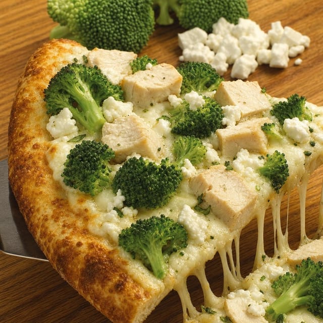 Chicken & Broccoli Pizza Slice.