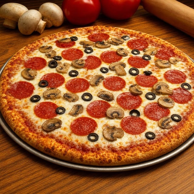 #8 One Party Size Pizza with 3 Toppings.