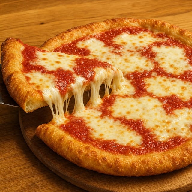 Fried Dough With Sauce & Mozzarella Cheese.