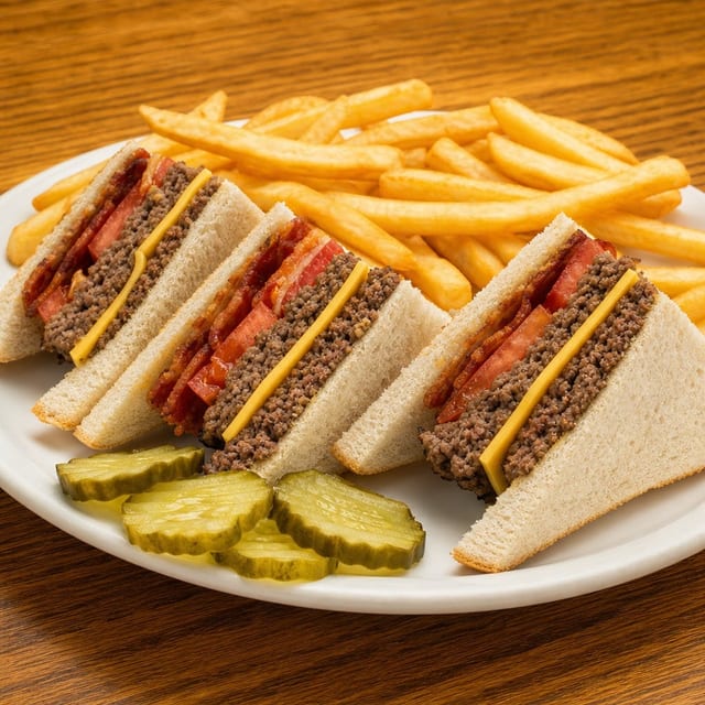 Cheeseburger Club Sandwich.