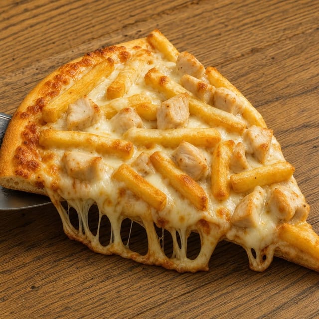 Buffalo French Fries Pizza Slice.