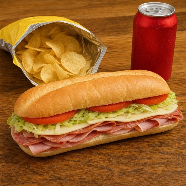 Any 8" Grinder With Bag Of Chips & Soda Lunch.