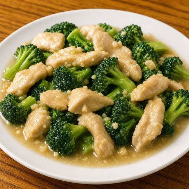 Chicken & Broccoli In A Garlic Sauce.
