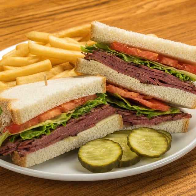 Pastrami Club Sandwich.