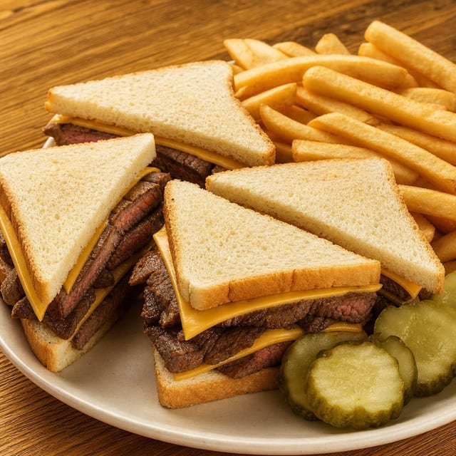 Steak & Cheese Club Sandwich.