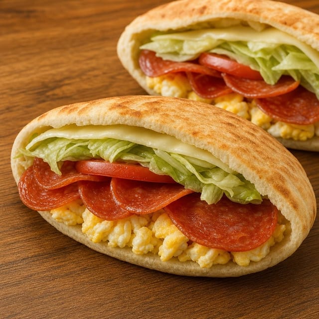 Pepperoni & Egg Pita.