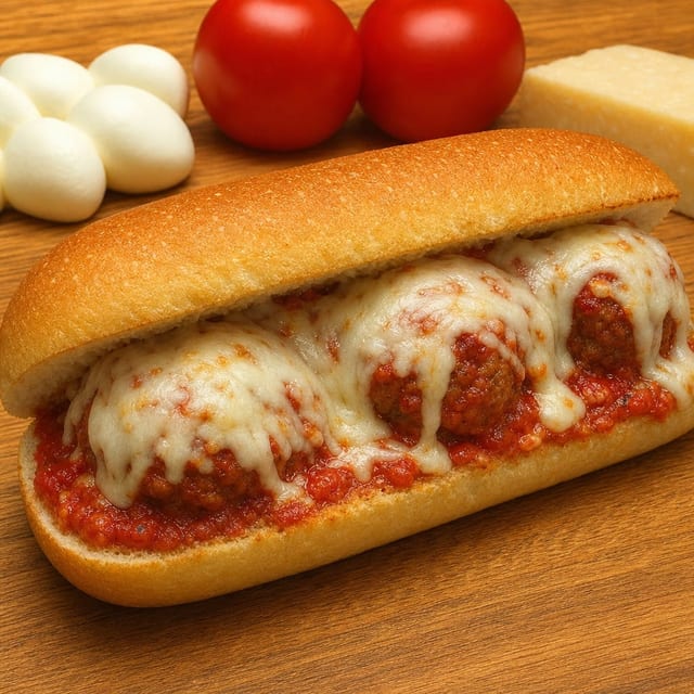 Meatball Parmigiana Grinder.