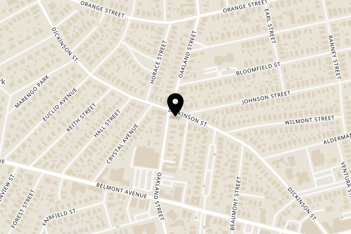 Map showing the location of Empire Pizza on 214 Dickinson St in Springfield